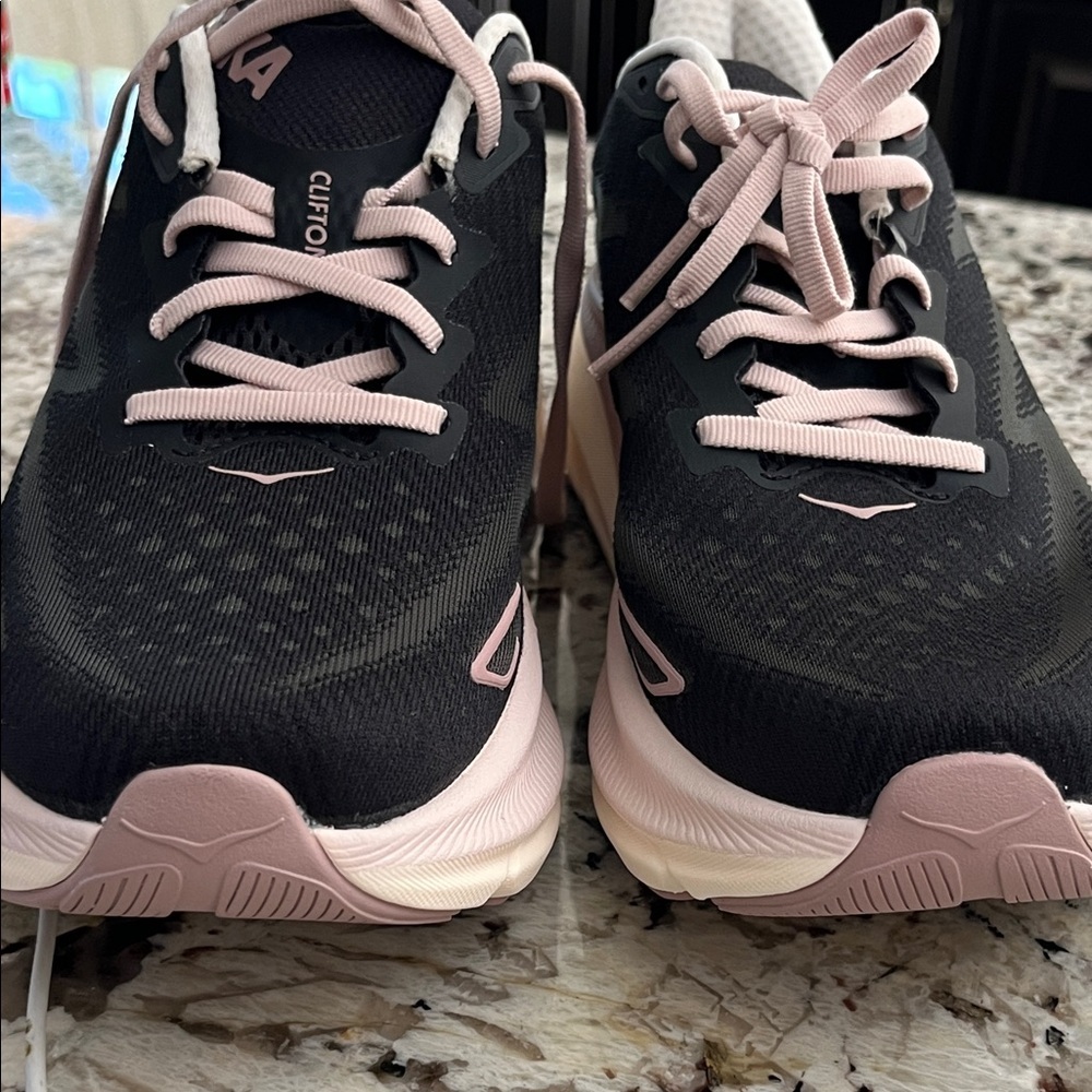 Hoka Women's Black and Light Pink Athletic Shoes - Picture 6 of 8